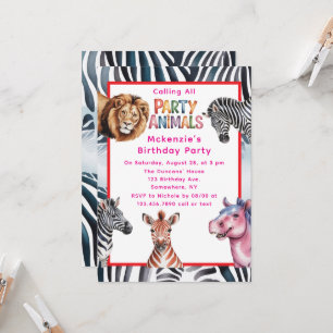 Invitation Appel à tous les animaux de fête Fête d'anniversai