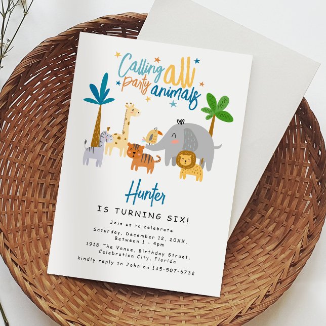 Invitation Appel à tous les animaux de fête fête fête d'anniv (Créateur téléchargé)