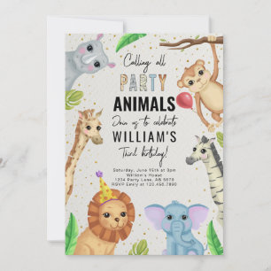 Invitation Appel à tous les animaux de fête Safari
