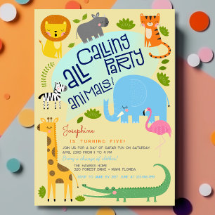 Invitation Appel à tous les animaux de la partie anniversaire