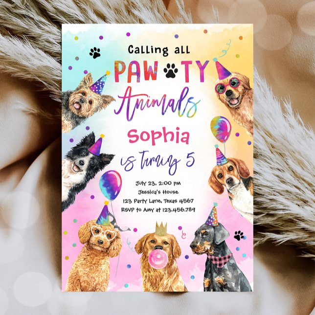 Invitation Appel à tous les animaux de la partie de la pawty  (Créateur téléchargé)