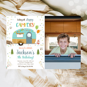 Invitation Appel À Tous Les Campers Heureux Camping Boy Birth