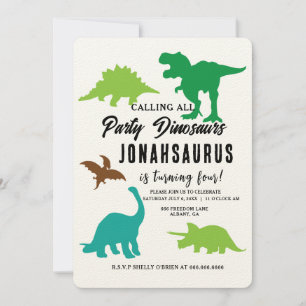 Invitation Appel à tous les dinosaures du Parti fête d'annive