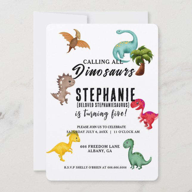 Invitation Appel à tous les dinosaures du Parti Personnalisé  (Devant)