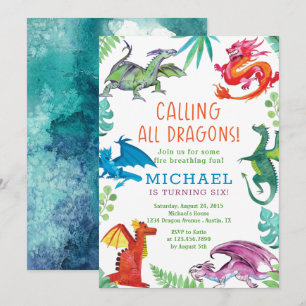 Invitation Appel à tous les dragons fête d'anniversaire