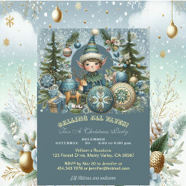 Invitation Appel à tous les elfes Snowflakes fête de Noël