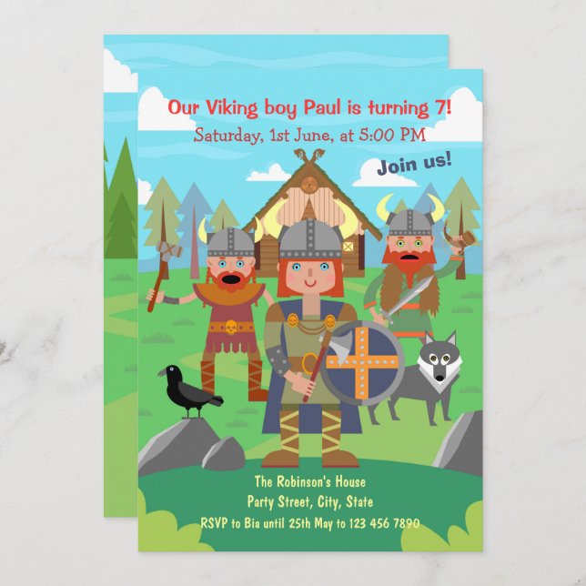 Invitation Appel à tous les enfants Viking pour une soirée d' (Devant / Derrière)