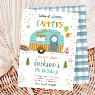 Invitation Appel à tous les heureux Campers Camping Boy Anniv