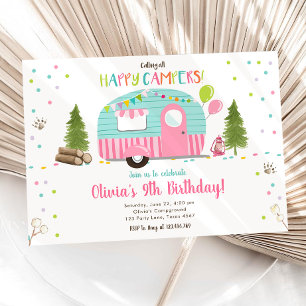 Invitation Appel à tous les heureux Campers Camping Girl Anni