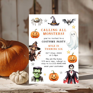 Invitation Appel à tous les monstres costume Halloween Annive