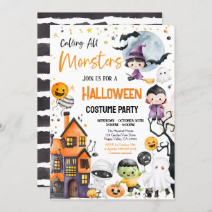 Invitation Appel à tous les Monstres Costume Party enfants