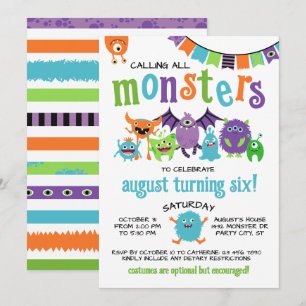 Invitation Appel à tous les monstres garçon Halloween fête d'