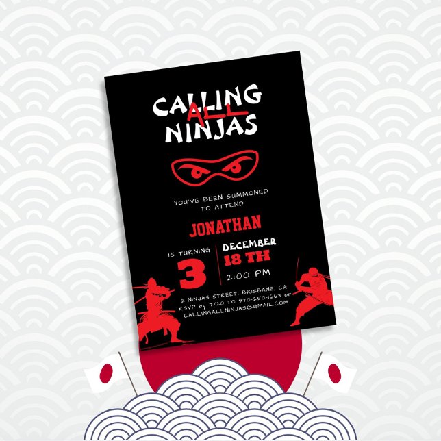Invitation Appel à tous les Ninjas Silhouette Anniversaire (Créateur téléchargé)