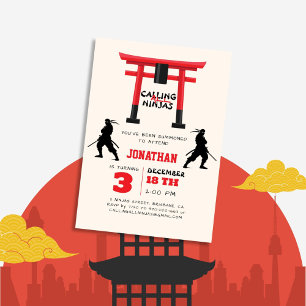 Invitation Appel à tous les Ninjas Tori japonais Anniversaire
