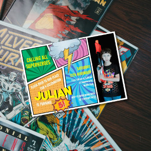 Invitation Appel à tous les super-héros Comédie Livre 5e anni