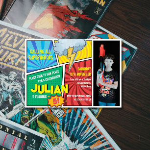 Invitation Appel à tous les super-héros Comédie Livre 5e anni