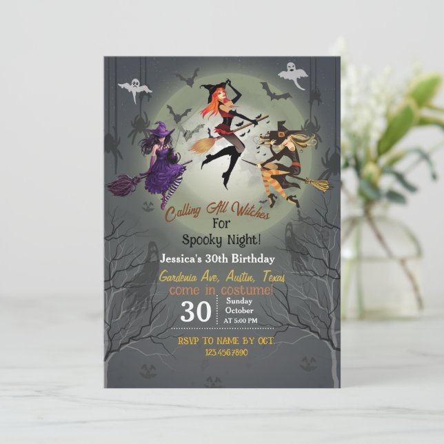 Invitation Appel À Toutes Les Sorcières Fête D'Halloween 30E  (Debout devant)