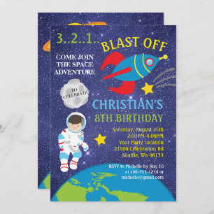 Invitation Appel d'anniversaire de l'explosion de l'espace ex