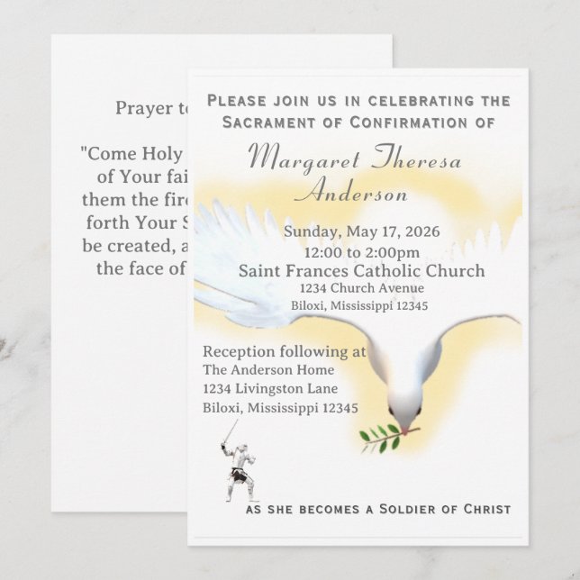 Invitation Appel de confirmation catholique (Devant / Derrière)