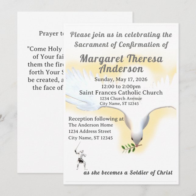 Invitation Appel de confirmation catholique (Devant / Derrière)