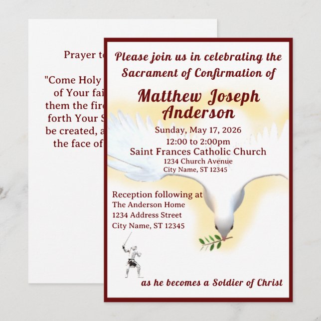 Invitation Appel de confirmation catholique (Devant / Derrière)