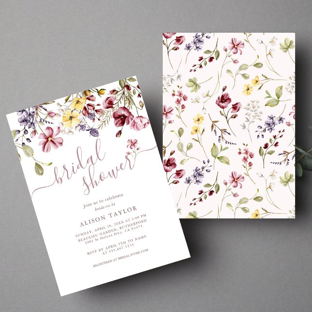 Invitation Appel de Fleur Sauvage Calligraphie Mauve Enterrem (Créateur téléchargé)