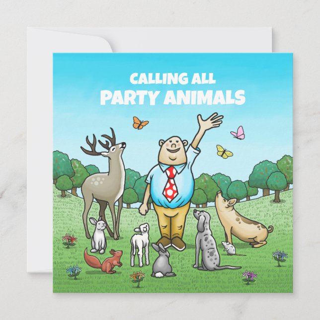 Invitation Appel de tous les animaux de fête (Devant)