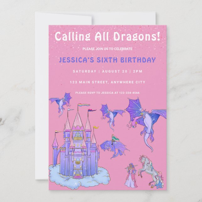 Invitation Appel de tous les dragons Anniversaire de enfant P (Devant)