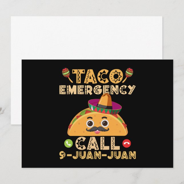 Invitation Appel d'urgence Taco Drôle Cinco de Mayo Mexicain (Devant / Derrière)