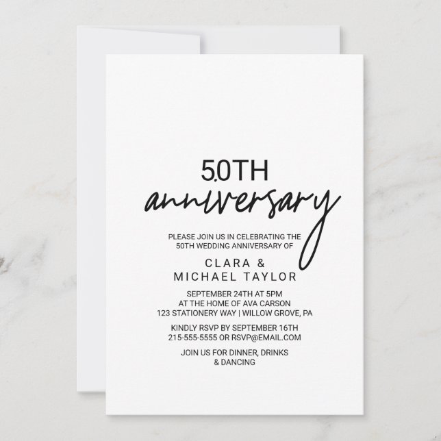 Invitation Appel fantaisiste de calligraphie d'anniversaire (Devant)