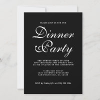Appel simple chic calligraphié pour dîner en noir