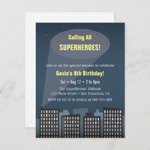 Invitation Appelant tous les super héros fête d'anniversaire