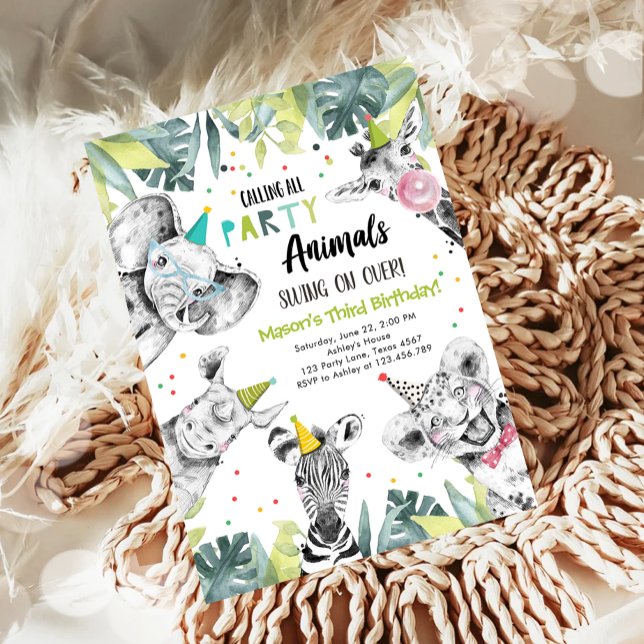 Invitation Appeler Tous Les Animaux De Fête Garçon Safari Ann (Créateur téléchargé)