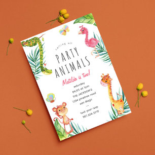 Invitation Appeler tous les animaux de fête l jolie aquarelle