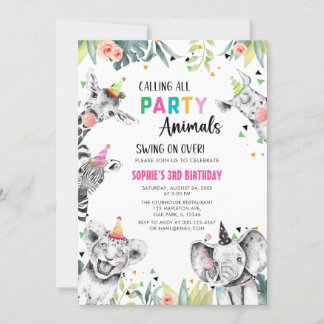 Invitation Appeler tous les animaux de fête Safari Anniversai