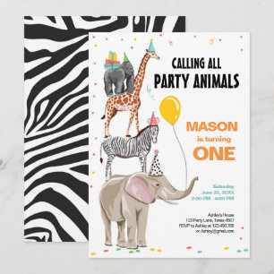 Invitation Appeler tous les animaux de fête Zoo Wild Boy Anni