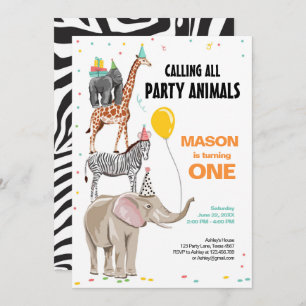 Invitation Appeler tous les animaux du Parti Zoo Wild Boy Ann