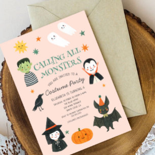 Invitation Appeler Tous Les Monstres Mignonne Halloween Anniv