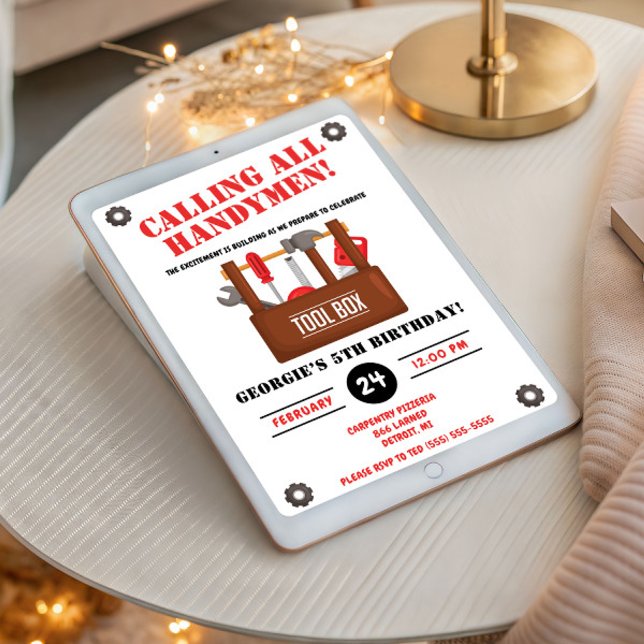 Invitation Appelle tous les Handymen ! Fête d'anniversaire de (Créateur téléchargé)