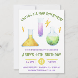 Invitation Appelle tous les scientifiques fous ! Fête d'anniv
