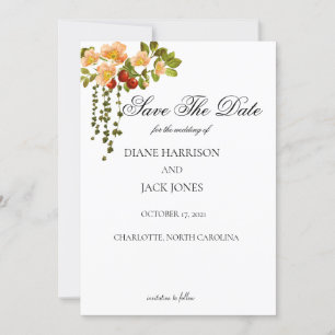 Invitation Apple Blossom Aquarelle tiges Enregistrer la date