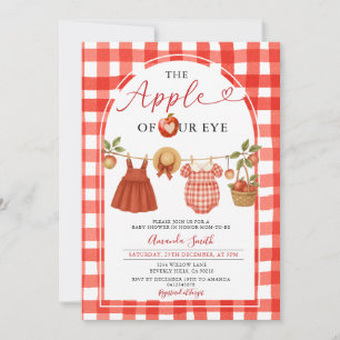 Invitation Apple Clothesline Fall Rustic En vichy Baby shower