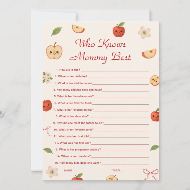 Invitation Apple de mon Baby shower oculaire qui connaît mama (Devant)