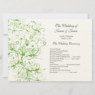 Invitation Apple Green Black Birds Swirl Ordre de service