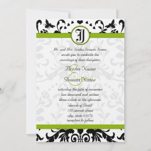 Invitation Apple Green Black Bubble Bee Mariage damassé Invit