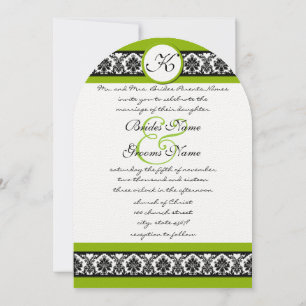 Invitation Apple Green & Black Mariage damassé