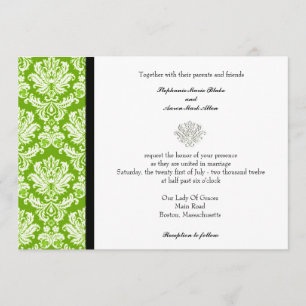 Invitation Apple Green Classic Mariage damassé