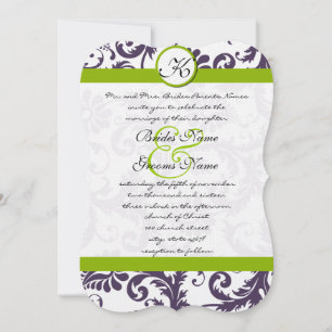 Invitation Apple Green Lapis Purple Mariage damassé Invitatio