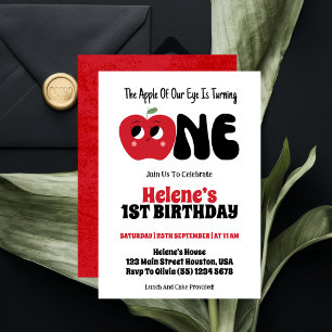 Invitation Apple Of Our Eye Girl 1er Anniversaire