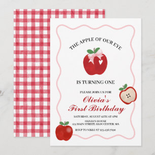 Invitation Apple Ruban Rose Préparation Coquette 1er annivers
